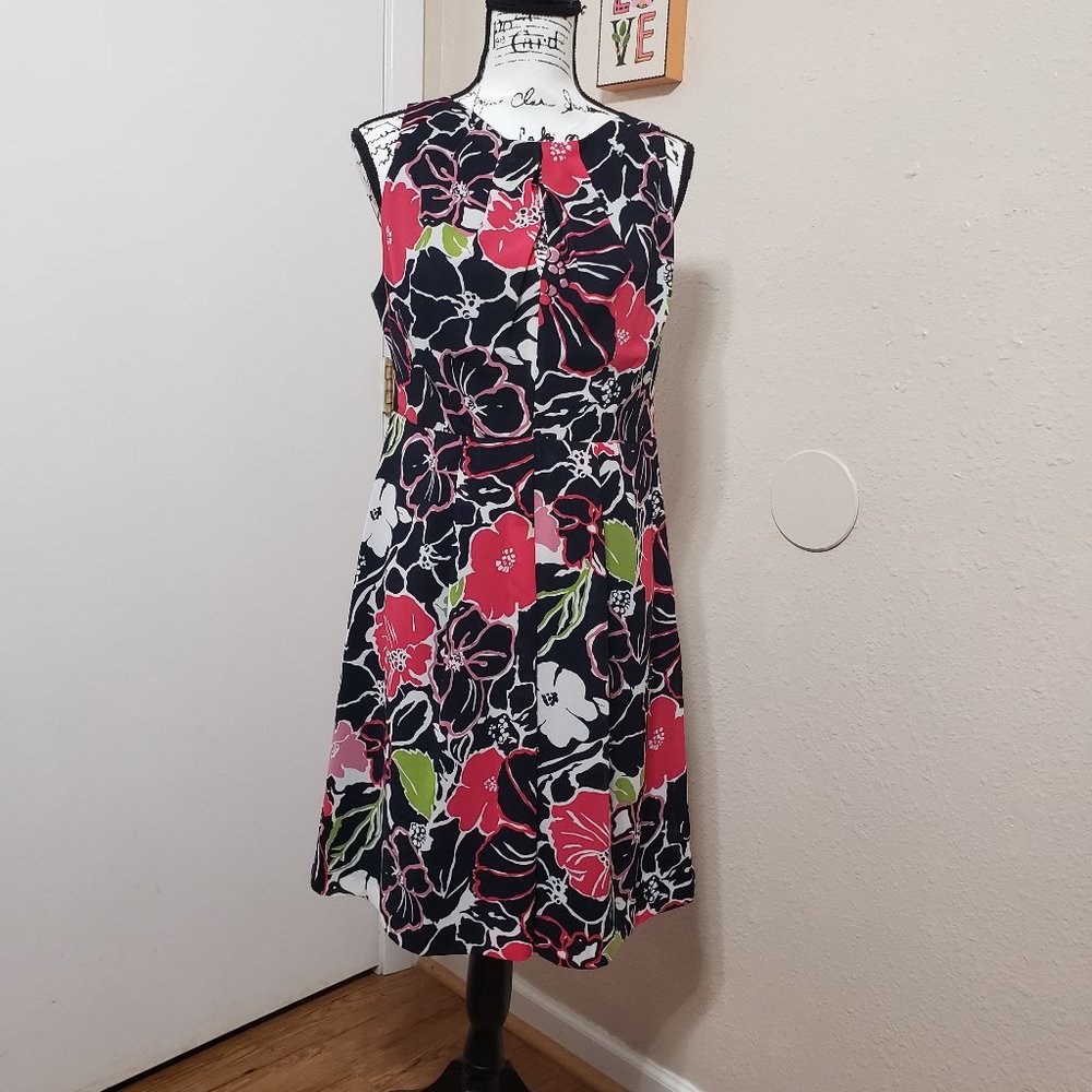 Pretty Navy Pinks & Green Floral Dress by Banana Republic Size 10